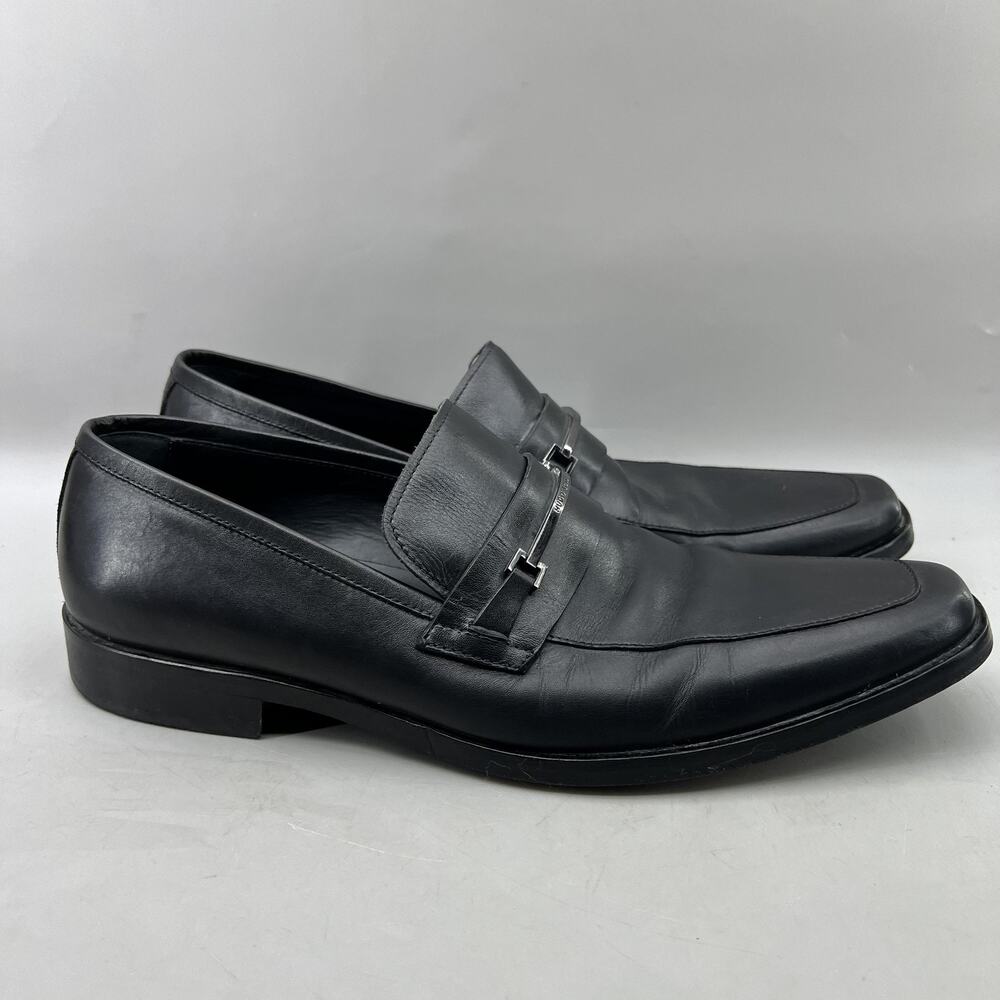 Hugo Boss Ikon Bit Loafers Men Size 11 US, 10 UK Black Leather Square Toe Shoes